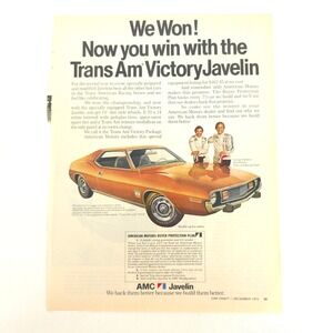 Vintage AMC Javelin Trans Am Print Ad Garage Art Advertising Show Display Promo